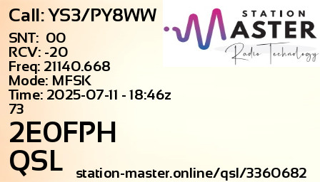 QSL Card for 2E0FPH QSO with YS3/PY8WW