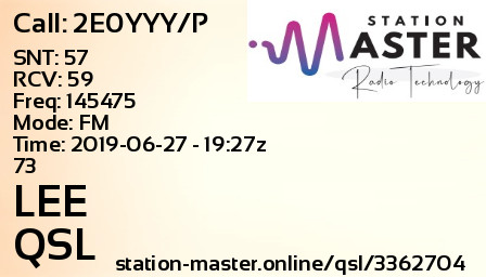 QSL Card for LEE QSO with 2E0YYY/P