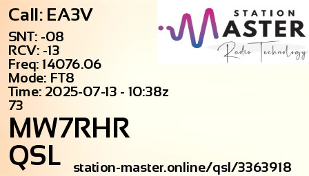 QSL Card for MW7RHR QSO with EA3V