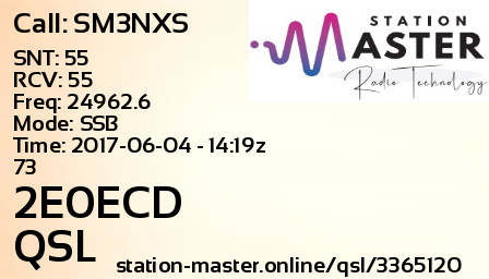 QSL Card for 2E0ECD QSO with SM3NXS