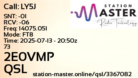 QSL Card for 2E0VMP QSO with LY5J