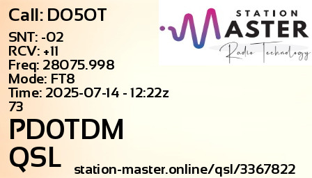 QSL Card for PD0TDM QSO with DO5OT