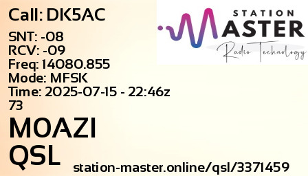 QSL Card for M0AZI QSO with DK5AC