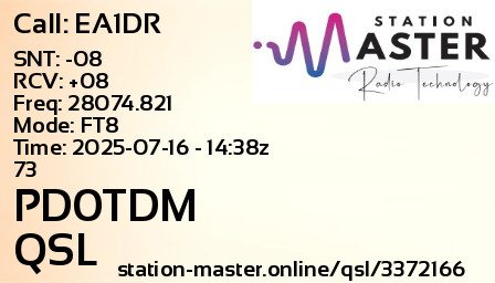 QSL Card for PD0TDM QSO with EA1DR