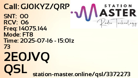 QSL Card for 2E0JVQ QSO with GJ0KYZ/QRP
