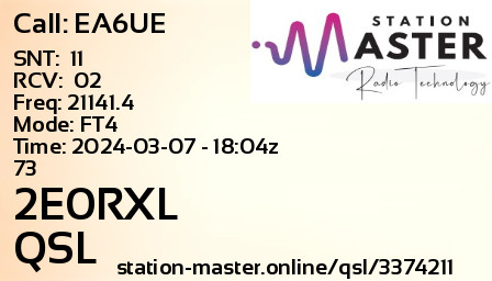 QSL Card for 2E0RXL QSO with EA6UE
