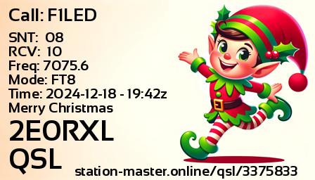 QSL Card for 2E0RXL QSO with F1LED
