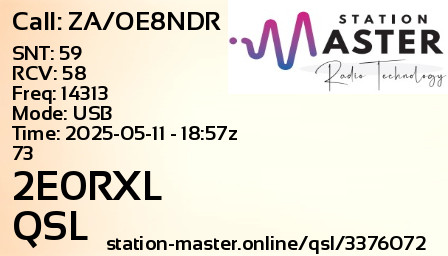 QSL Card for 2E0RXL QSO with ZA/OE8NDR