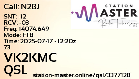 QSL Card for VK2KMC QSO with N2BJ