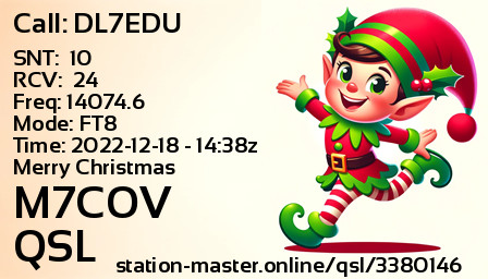 QSL Card for M7COV QSO with DL7EDU