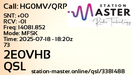 QSL Card for 2E0VHB QSO with HG0MV/QRP