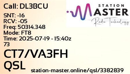 QSL Card for CT7/VA3FH QSO with DL3BCU