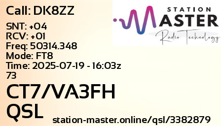 QSL Card for CT7/VA3FH QSO with DK8ZZ