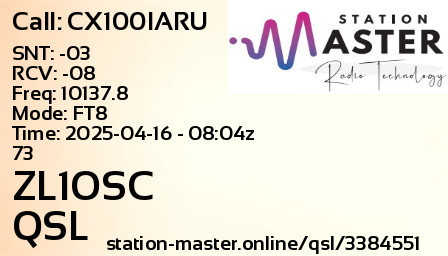 QSL Card for ZL1OSC QSO with CX100IARU