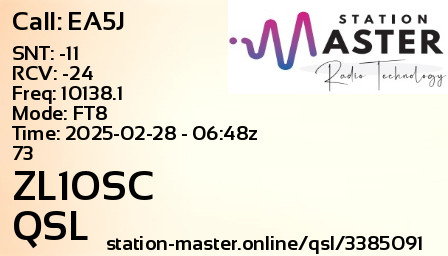 QSL Card for ZL1OSC QSO with EA5J