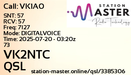 QSL Card for VK2NTC QSO with VK1AO