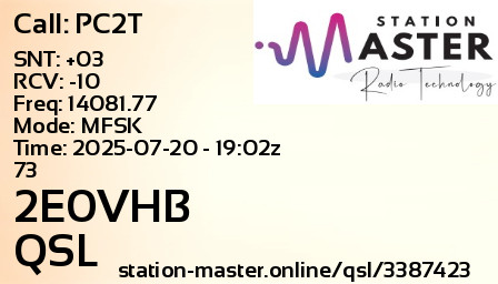 QSL Card for 2E0VHB QSO with PC2T
