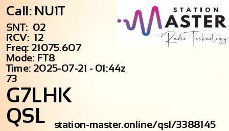 QSL Card for G7LHK QSO with NU1T