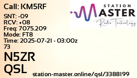 QSL Card for N5ZR QSO with KM5RF