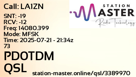 QSL Card for PD0TDM QSO with LA1ZN