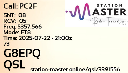 QSL Card for G8EPQ QSO with PC2F