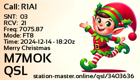 QSL Card for M7MOK QSO with R1AI