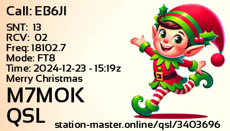 QSL Card for M7MOK QSO with EB6JI