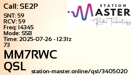 QSL Card for MM7RWC QSO with SE2P
