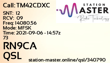 QSL Card for RN9CA QSO with TM42CDXC