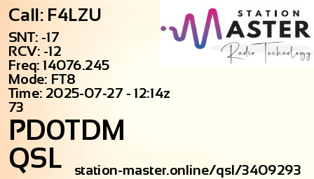 QSL Card for PD0TDM QSO with F4LZU