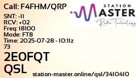 QSL Card for 2E0FQT QSO with F4FHM/QRP