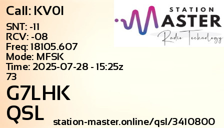QSL Card for G7LHK QSO with KV0I