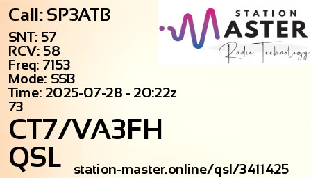 QSL Card for CT7/VA3FH QSO with SP3ATB