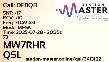 QSL Card for MW7RHR QSO with DF8QB