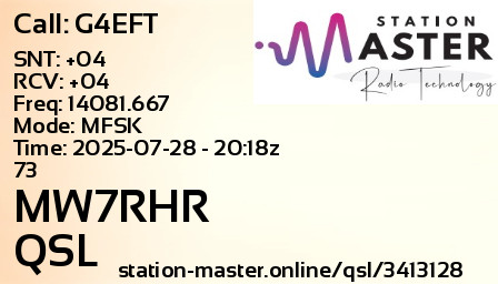 QSL Card for MW7RHR QSO with G4EFT