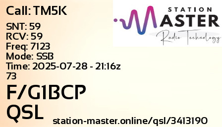 QSL Card for F/G1BCP QSO with TM5K