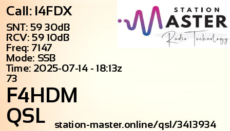 QSL Card for F4HDM QSO with I4FDX