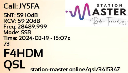 QSL Card for F4HDM QSO with JY5FA