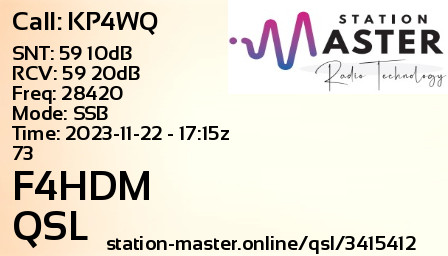 QSL Card for F4HDM QSO with KP4WQ