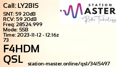 QSL Card for F4HDM QSO with LY2BIS