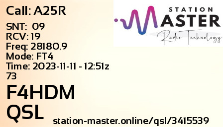 QSL Card for F4HDM QSO with A25R