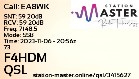 QSL Card for F4HDM QSO with EA8WK