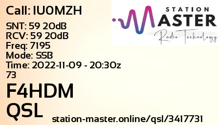 QSL Card for F4HDM QSO with IU0MZH
