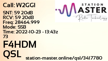 QSL Card for F4HDM QSO with W2GGI