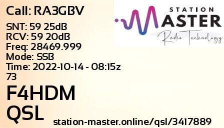 QSL Card for F4HDM QSO with RA3GBV