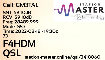 QSL Card for F4HDM QSO with GM3TAL