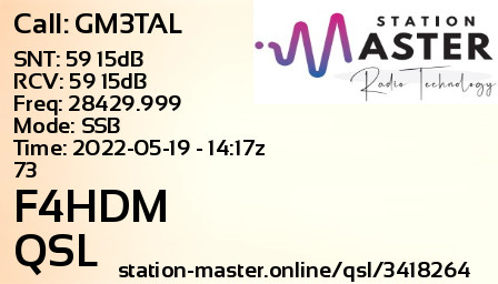 QSL Card for F4HDM QSO with GM3TAL