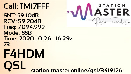 QSL Card for F4HDM QSO with TM17FFF