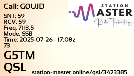 QSL Card for G5TM QSO with G0UJD