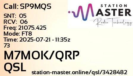 QSL Card for M7MOK/QRP QSO with SP9MQS
